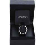 Buy Shop Movado Museum Black Dial Black Leather Strap Watch For Men - 606502 USA Online