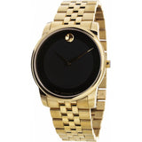 Buy Shop Movado Museum Black Dial Gold Steel Strap Watch For Men - 606997 USA Online