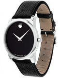 Buy Shop Movado Museum Black Dial Black Leather Strap Watch For Men - 607012 USA Online