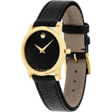 Movado Museum Classic Black Dial Black Leather Strap Watch For Women - 0607016