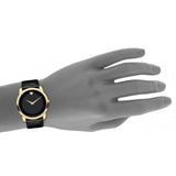 Buy Shop Movado Museum Black Dial Black Leather Strap Watch For Men - 0607014 USA Online