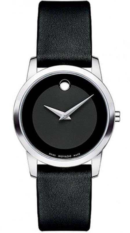 Buy Shop Movado Museum Classic Black Dial Black Leather Strap Watch For Women - 0606503 USA Online