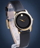 Buy Shop Movado Museum Classic Black Dial Black Leather Strap Watch For Women - 0606877 USA Online