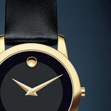 Buy Shop Movado Museum Classic Black Dial Black Leather Strap Watch For Women - 0606877 USA Online
