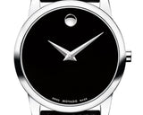 Buy Shop Movado Museum Classic Black Dial Black Leather Strap Watch For Women - 0607015 USA Online