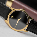 Buy Shop Movado Museum Classic Black Dial Black Leather Strap Watch For Women - 0607016 USA Online