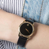 Buy Shop Movado Museum Classic Black Dial Black Leather Strap Watch For Women - 0607016 USA Online