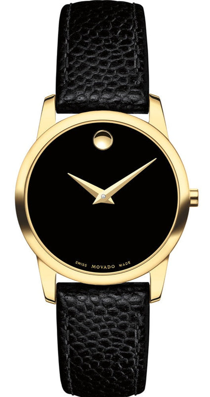 Buy Shop Movado Museum Classic Black Dial Black Leather Strap Watch For Women - 0607016 USA Online