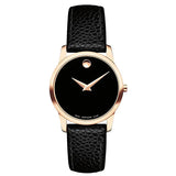 Buy Shop Movado Museum Classic Black Dial Black Leather Strap Watch For Women - 607061 USA Online