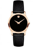 Buy Shop Movado Museum Classic Black Dial Black Leather Strap Watch For Women - 607061 USA Online