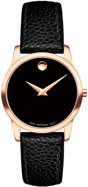 Buy Shop Movado Museum Classic Black Dial Black Leather Strap Watch For Women - 607061 USA Online