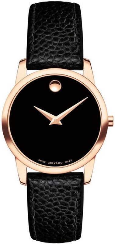 Buy Shop Movado Museum Classic Black Dial Black Leather Strap Watch For Women - 607061 USA Online