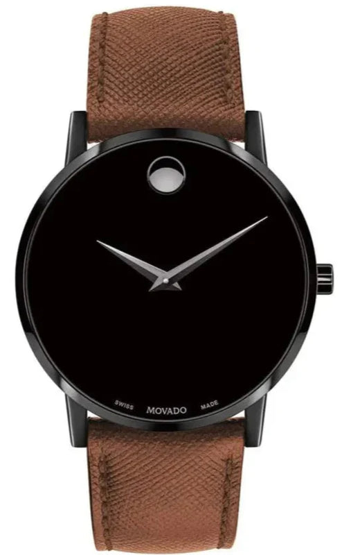 Buy Shop Movado Museum Classic Black Dial Brown Leather Strap Watch for Men - 0607198 USA Online