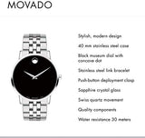 Buy Shop Movado Museum Classic Black Dial Silver Steel Strap Watch for Men - 0607199 USA Online