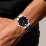 Buy Shop Movado Museum Classic Black Dial Silver Steel Strap Watch for Men - 0607199 USA Online