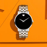 Buy Shop Movado Museum Classic Black Dial Silver Steel Strap Watch for Men - 0607199 USA Online