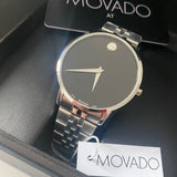 Buy Shop Movado Museum Classic Black Dial Silver Steel Strap Watch For Men - 606504 USA Online