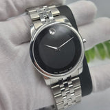 Buy Shop Movado Museum Classic Black Dial Silver Steel Strap Watch For Men - 606504 USA Online
