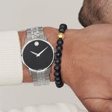 Buy Shop Movado Museum Classic Black Dial Silver Steel Strap Watch For Men - 606504 USA Online