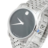Buy Shop Movado Museum Classic Black Dial Silver Steel Strap Watch For Men - 606504 USA Online