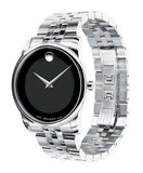 Buy Shop Movado Museum Classic Black Dial Silver Steel Strap Watch For Men - 606504 USA Online