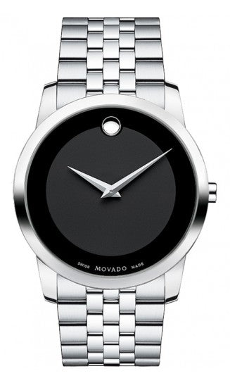 Buy Shop Movado Museum Classic Black Dial Silver Steel Strap Watch For Men - 606504 USA Online