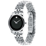 Buy Shop Movado Museum Classic Black Dial Silver Steel Strap Watch For Women - 0606505 USA Online