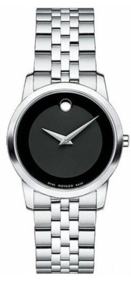 Buy Shop Movado Museum Classic Black Dial Silver Steel Strap Watch For Women - 0606505 USA Online