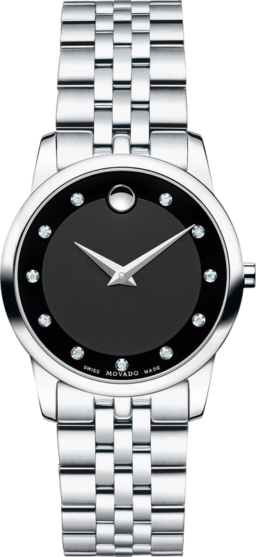 Buy Shop Movado Museum Classic Black Dial Silver Steel Strap Watch For Women - 0606858 USA Online