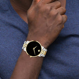 Buy Shop Movado Museum Classic Black Dial Two Tone Steel Strap Watch for Men - 0607200 USA Online