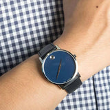 Buy Shop Movado Museum Classic Blue Dial Black Leather Strap Watch for Men - 0607197 USA Online