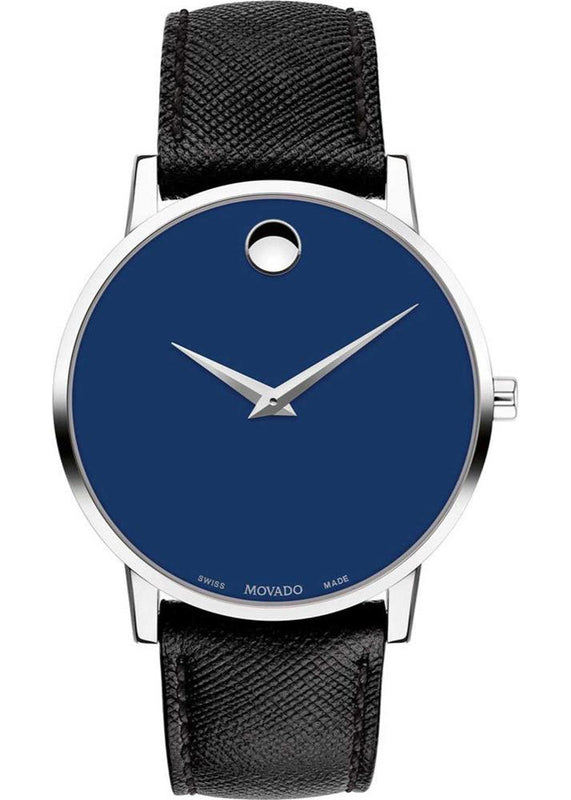 Buy Shop Movado Museum Classic Blue Dial Black Leather Strap Watch for Men - 0607197 USA Online