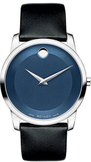 Buy Shop Movado Museum Classic Blue Dial Black Leather Strap Watch for Men - 606610 USA Online