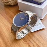 Buy Shop Movado Museum Classic Blue Dial Silver Steel Strap Watch for Men - 0607212 USA Online