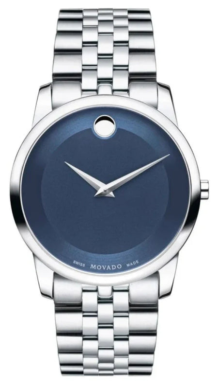 Buy Shop Movado Museum Classic Blue Dial Silver Steel Strap Watch for Men - 606982 USA Online
