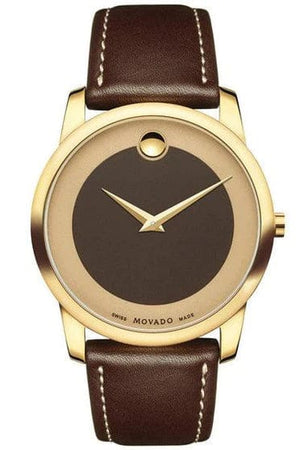 Buy Shop Movado Museum Classic Brown Dial Brown Leather Strap Watch For Men - 0606880 USA Online