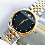Buy Shop Movado Museum Classic Diamonds Black Dial Two Tone Steel Strap Watch For Men - 0606879 USA Online