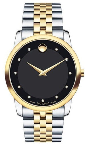 Buy Shop Movado Museum Classic Diamonds Black Dial Two Tone Steel Strap Watch For Men - 0606879 USA Online