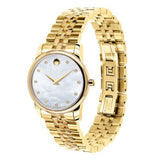 Buy Shop Movado Museum Classic Diamonds Mother of Pearl Dial Gold Steel Strap Watch For Women - 0606998 USA Online