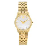 Buy Shop Movado Museum Classic Diamonds Mother of Pearl Dial Gold Steel Strap Watch For Women - 0606998 USA Online