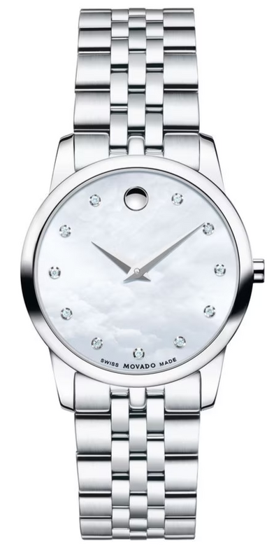 Buy Shop Movado Museum Classic Mother of Pearl Dial Silver Steel Strap Watch For Women - 0606612 USA Online
