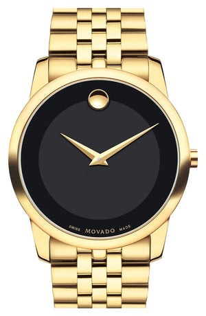 Buy Shop Movado Museum Classic Quartz Black Dial Gold Steel Strap Watch for Men - 0607203 USA Online