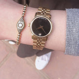 Buy Shop Movado Museum Classic Quartz Black Dial Gold Steel Strap Watch For Women - 0607005 USA Online