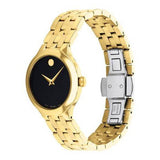 Buy Shop Movado Museum Classic Quartz Black Dial Gold Steel Strap Watch For Women - 0607005 USA Online