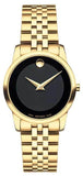 Buy Shop Movado Museum Classic Quartz Black Dial Gold Steel Strap Watch For Women - 0607005 USA Online