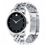 Buy Shop Movado Museum Diamonds Black Dial Silver Steel Strap Watch For Men - 606878 USA Online