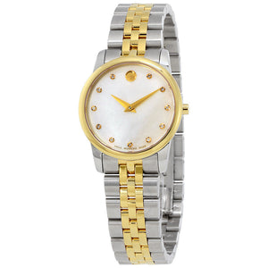 Buy Shop Movado Museum Classic Diamonds Mother of Pearl Dial Two Tone Steel Strap Watch For Women - 0606613 USA Online