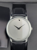 Buy Shop Movado Museum Quartz Silver Dial Black Leather Strap Watch For Men - 2100001 USA Online