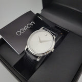 Buy Shop Movado Museum Quartz Silver Dial Black Leather Strap Watch For Men - 2100001 USA Online