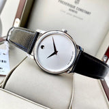 Buy Shop Movado Museum Quartz Silver Dial Black Leather Strap Watch For Men - 2100001 USA Online